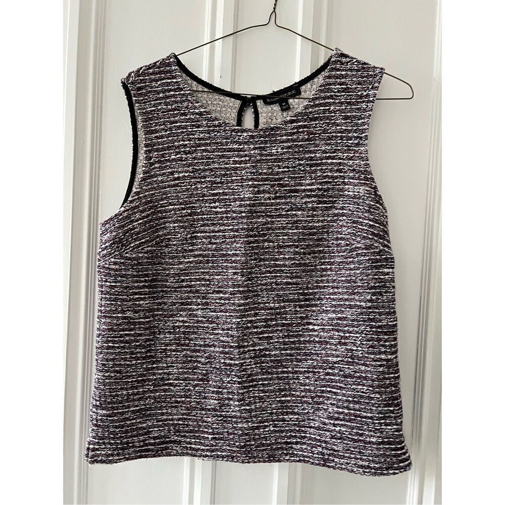 Banana Reublic heavy weight pink black and white Speckled and striped tank M